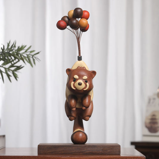 Handcrafted Wooden Flying Raccoon
