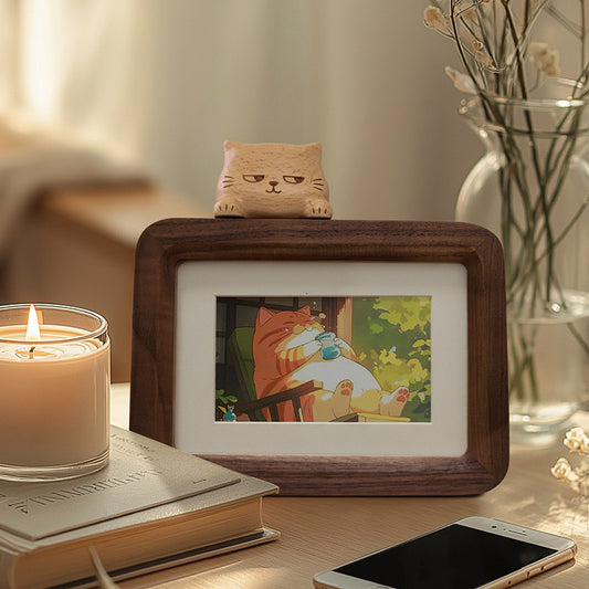 Handcrafted Wooden Cat Frame