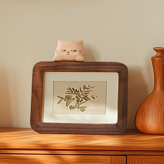 Handcrafted Wooden Cat Frame